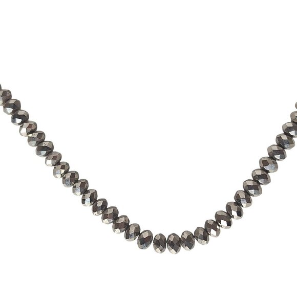 Silver Metallic Beaded Necklace Costume Jewelry - Picture 3 of 3